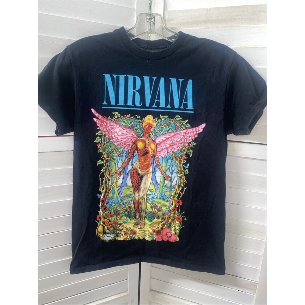 Nirvana Black Cotton T-shirt Spencer's Gifts Men’s Grunge Kurt Cobain Sz Small